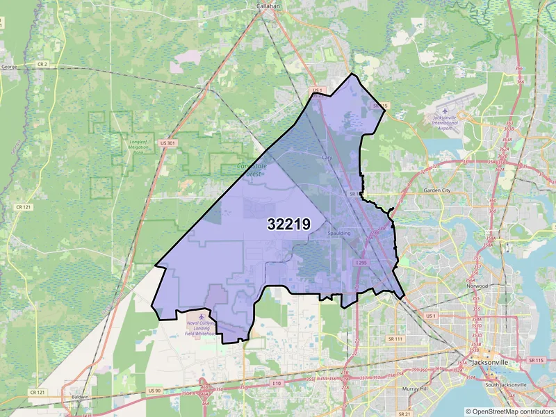 Map of ZIP Code 32219 — Jacksonville, FL