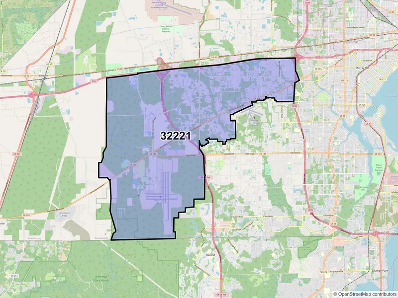 Map of ZIP Code 32221 — Jacksonville, FL