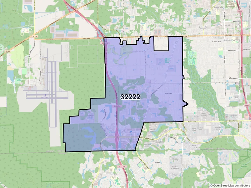 Map of ZIP Code 32222 — Jacksonville, FL