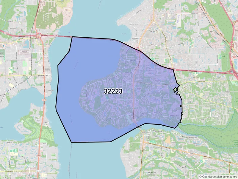 Map of ZIP Code 32223 — Jacksonville, FL