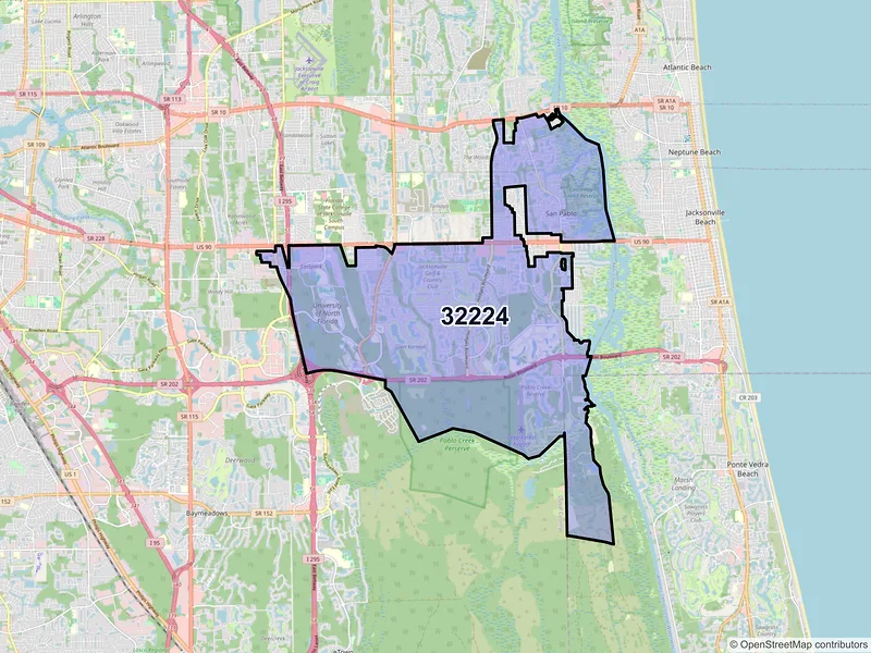 Map of ZIP Code 32224 — Jacksonville, FL