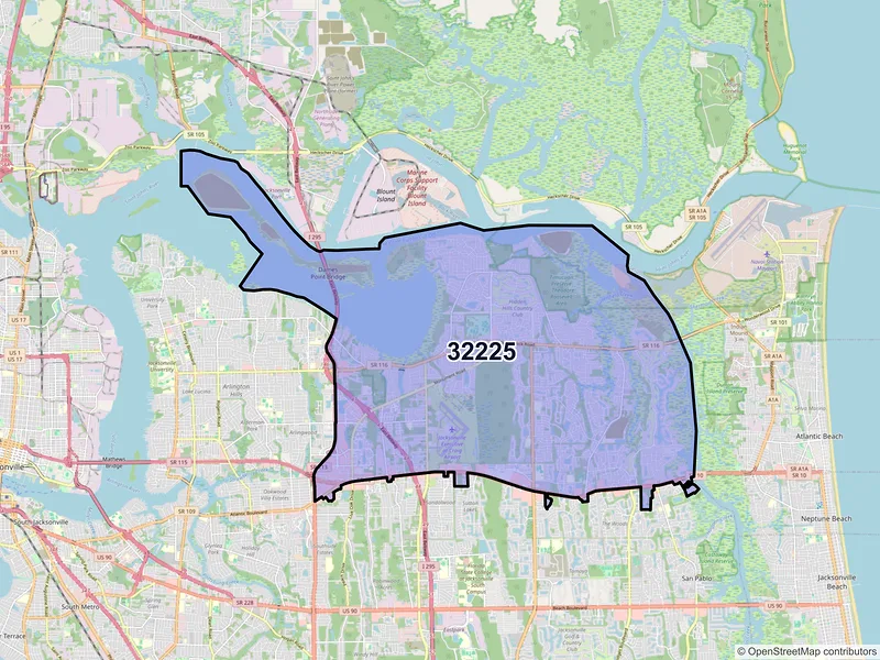 Map of ZIP Code 32225 — Jacksonville, FL