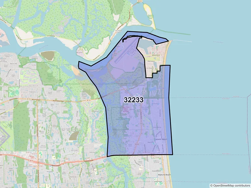 Map of Atlantic Beach, Florida and ZIP codes