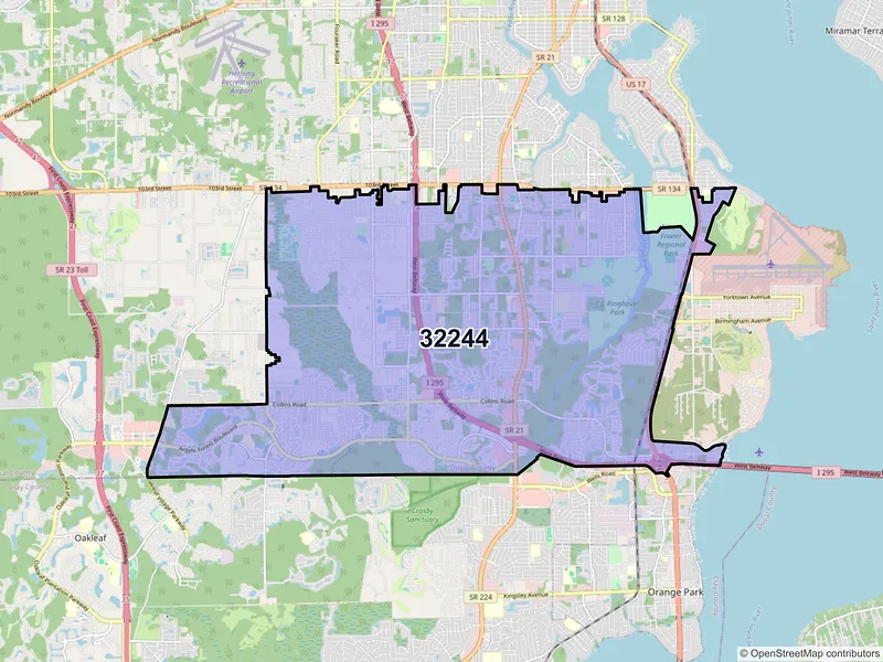 Map of ZIP Code 32244 — Jacksonville, FL