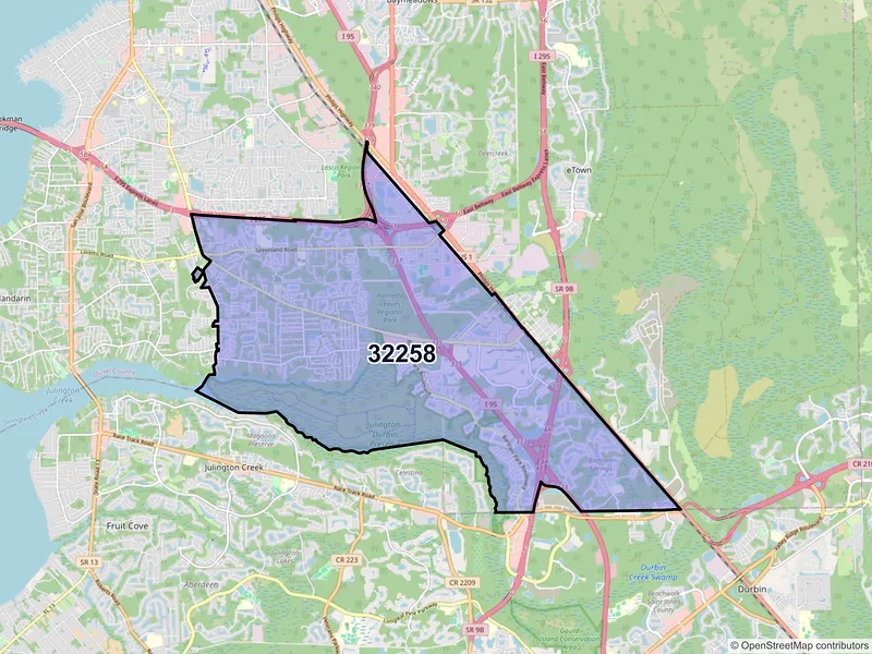 Map of ZIP Code 32258 — Jacksonville, FL