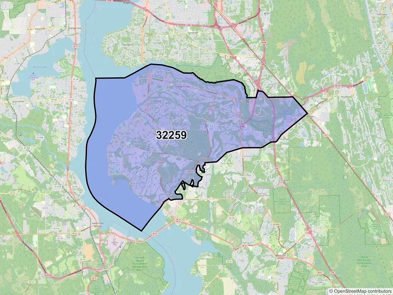 Map of Saint Johns, Florida and ZIP codes