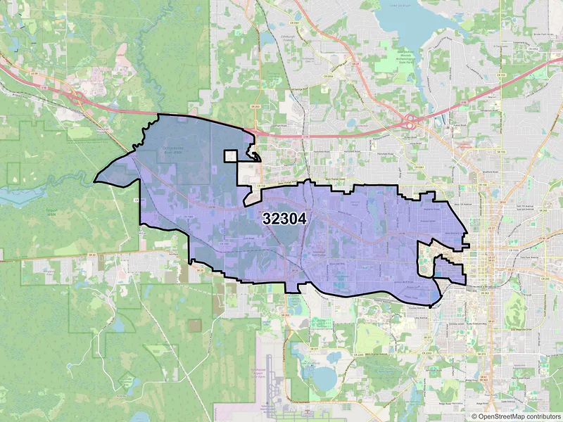 Map of ZIP Code 32304 — Tallahassee, FL