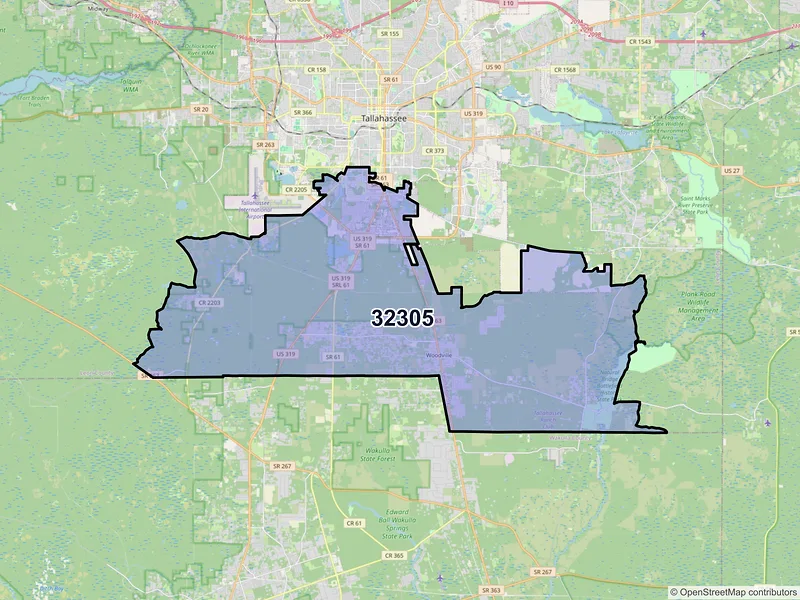 Map of ZIP Code 32305 — Tallahassee, FL