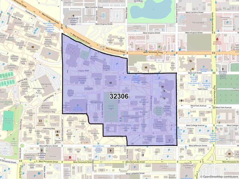 Map of ZIP Code 32306 — Tallahassee, FL