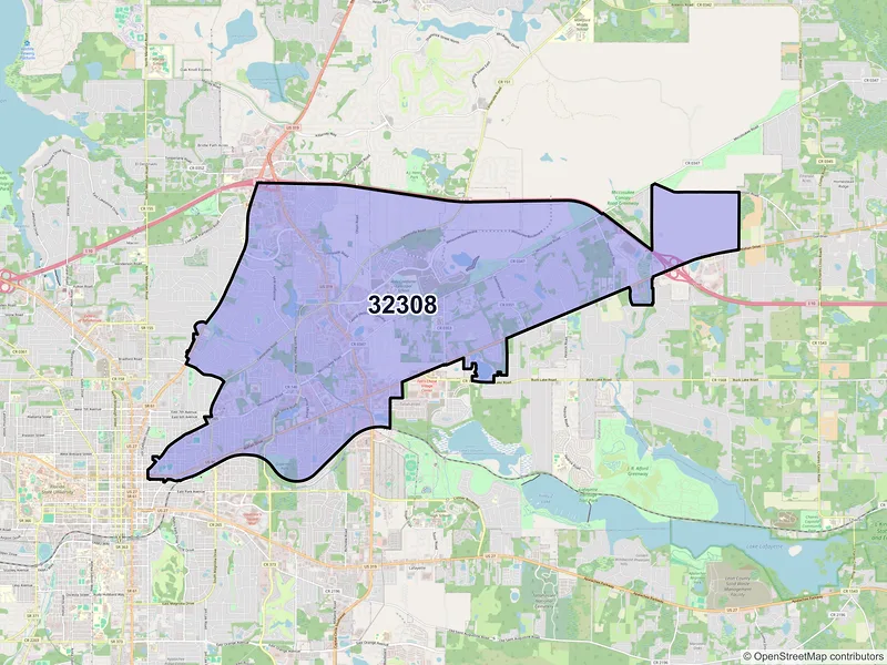 Map of ZIP Code 32308 — Tallahassee, FL