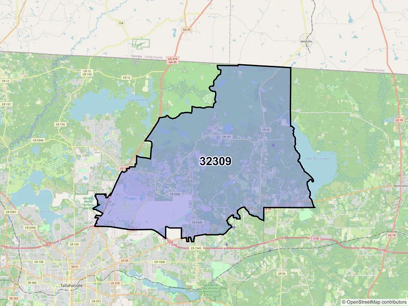 Map of ZIP Code 32309 — Tallahassee, FL
