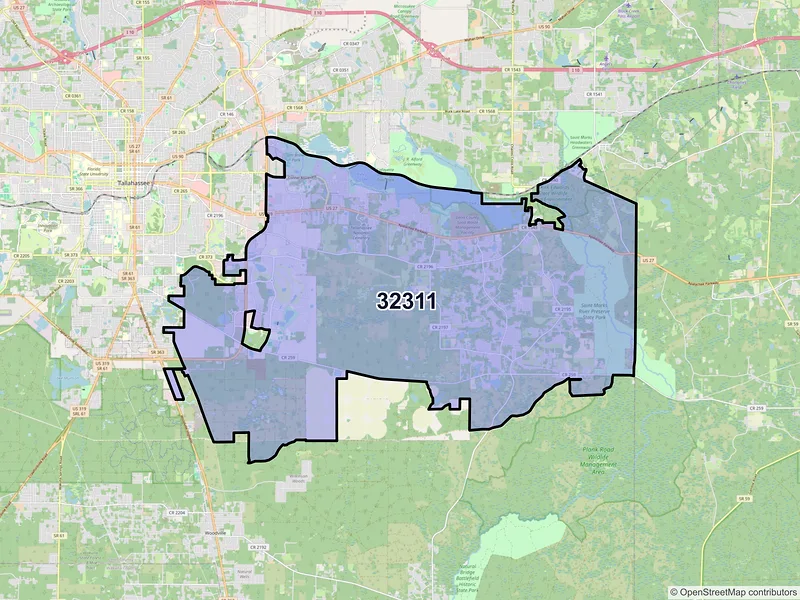 Map of ZIP Code 32311 — Tallahassee, FL