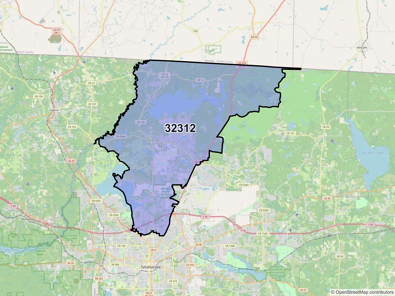 Map of ZIP Code 32312 — Tallahassee, FL