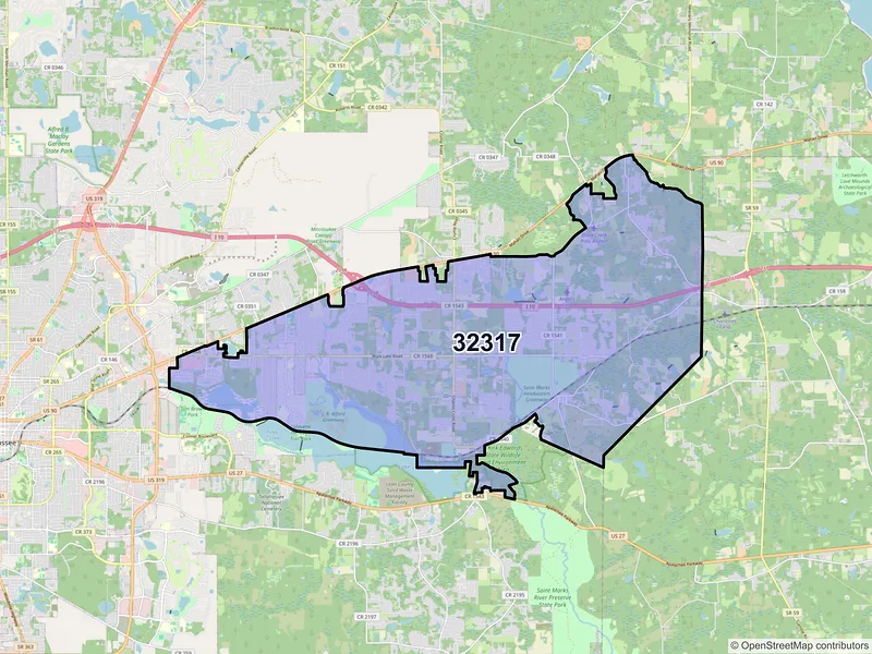 Map of ZIP Code 32317 — Tallahassee, FL