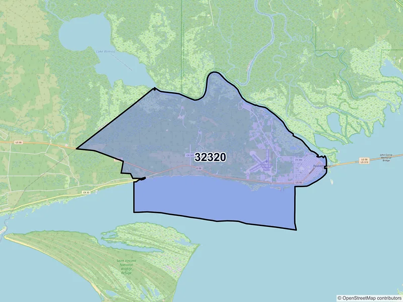 Map of ZIP Code 32320 — Apalachicola, FL