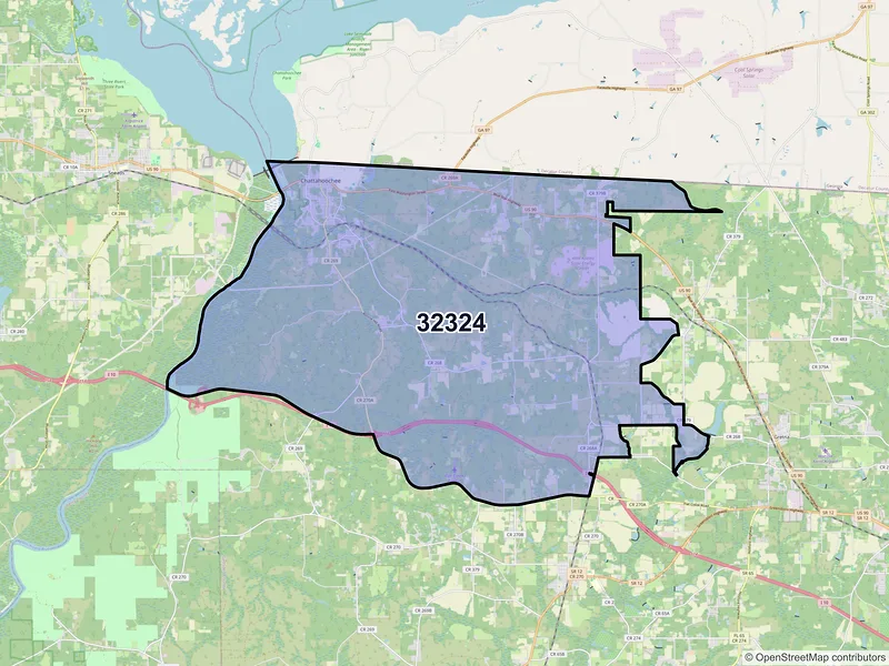 Map of ZIP Code 32324 — Chattahoochee, FL