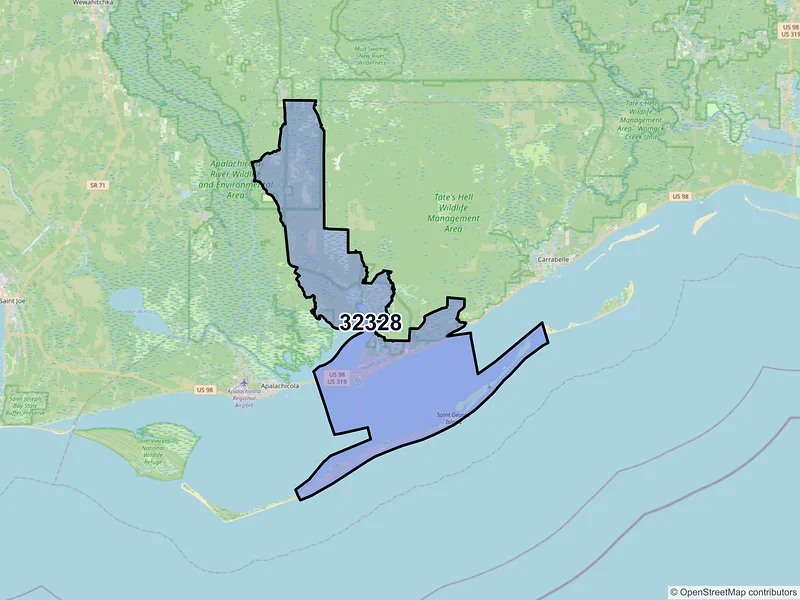 Map of ZIP Code 32328 — Eastpoint, FL