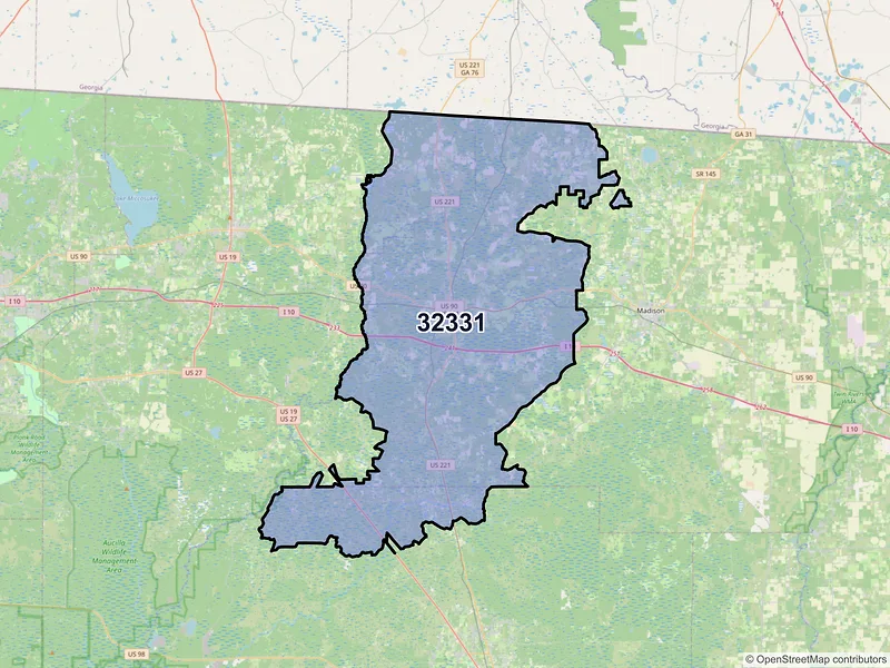 Map of Greenville, Florida and ZIP codes