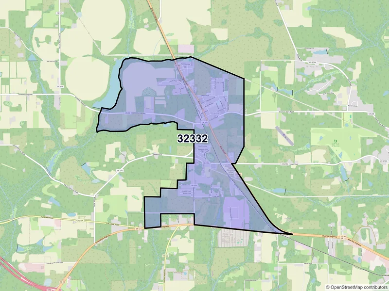 Map of ZIP Code 32332 — Gretna, FL