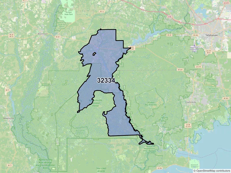 Map of ZIP Code 32334 — Hosford, FL