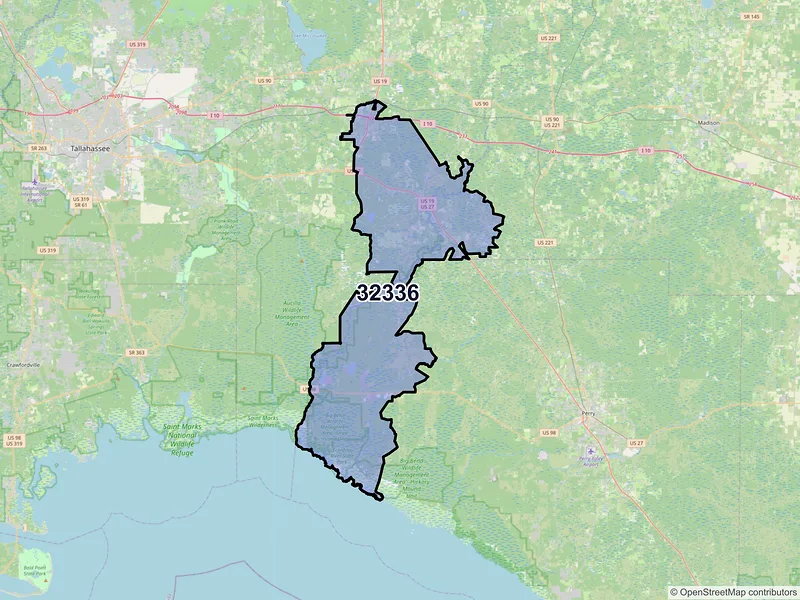 Map of ZIP Code 32336 — Lamont, FL