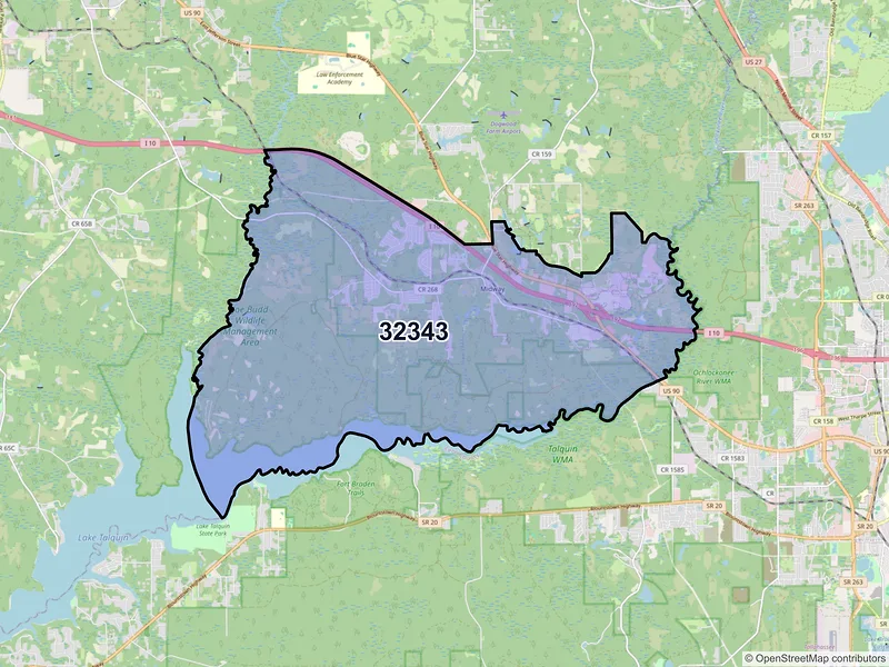 Map of Midway, Florida and ZIP codes
