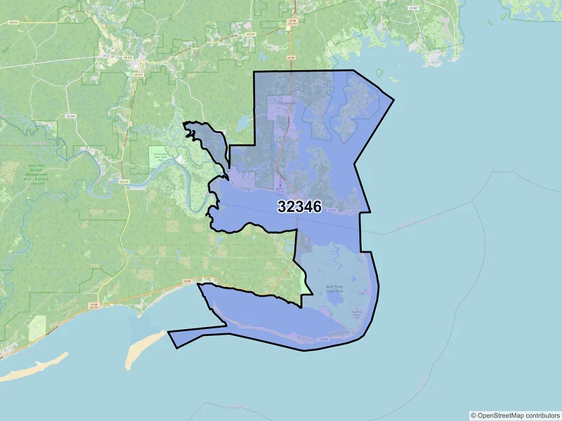 Map of ZIP Code 32346 — Panacea, FL