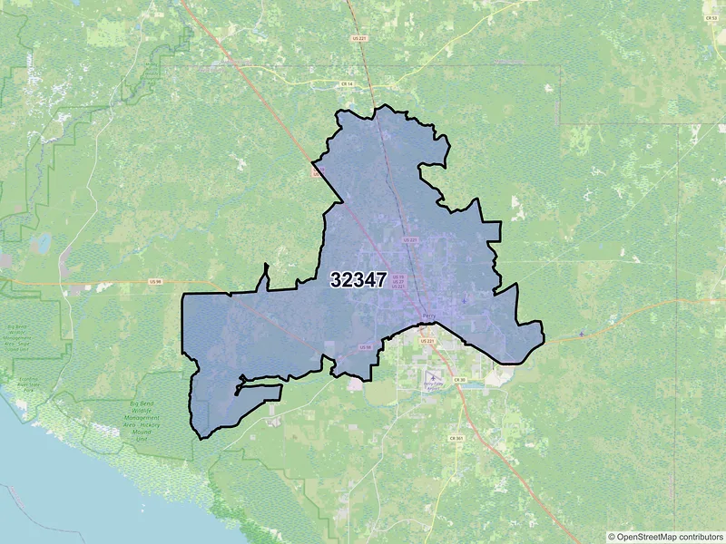 Map of ZIP Code 32347 — Perry, FL