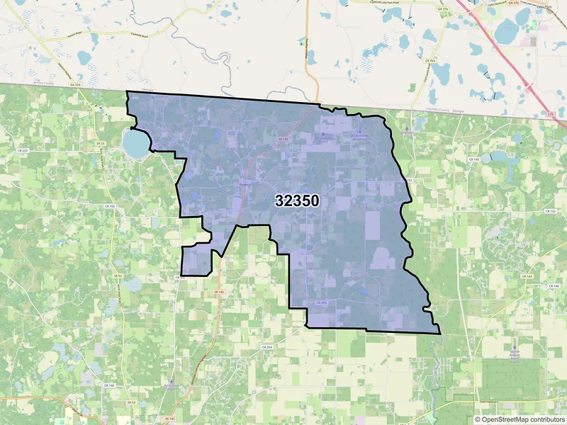 Map of ZIP Code 32350 — Pinetta, FL