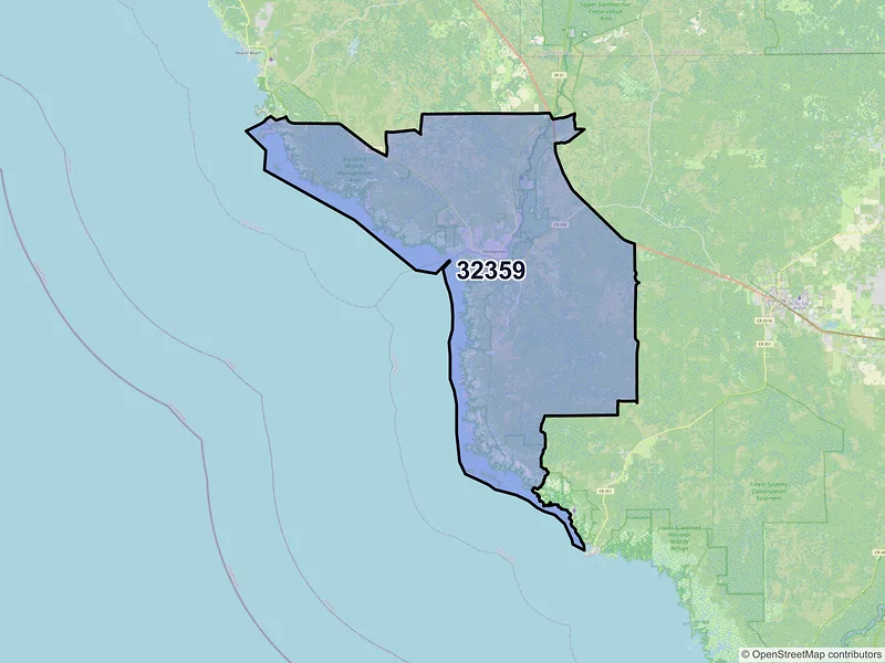 Map of Steinhatchee, Florida and ZIP codes