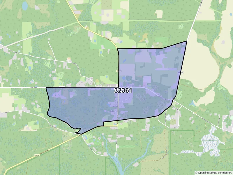 Map of Wacissa, Florida and ZIP codes