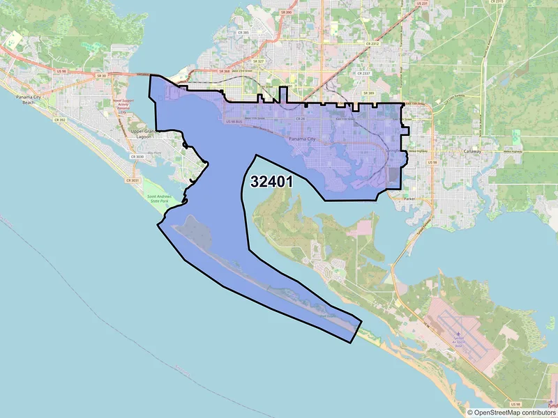 Map of ZIP Code 32401 — Panama City, FL
