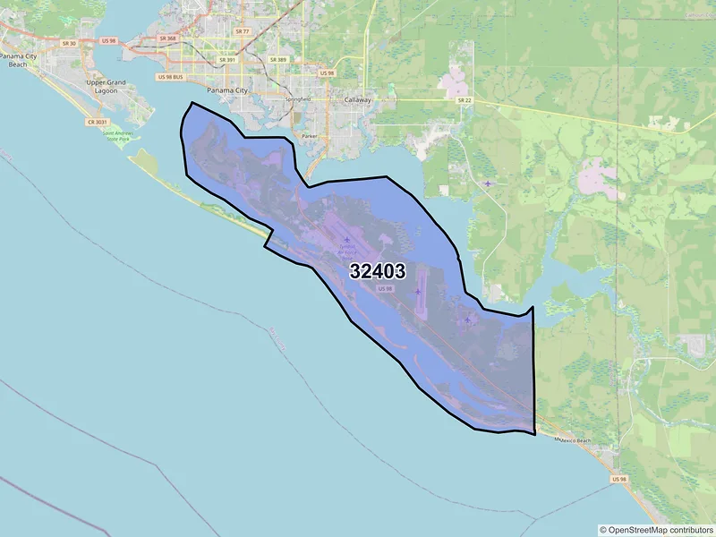 Map of ZIP Code 32403 — Panama City, FL
