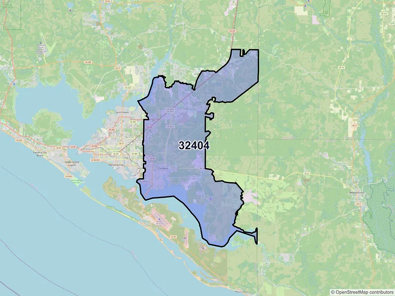 Map of ZIP Code 32404 — Panama City, FL