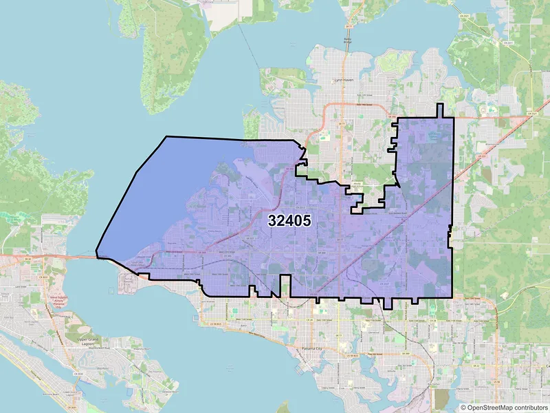 Map of ZIP Code 32405 — Panama City, FL