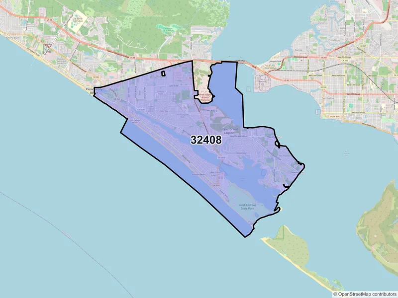 Map of ZIP Code 32408 — Panama City, FL