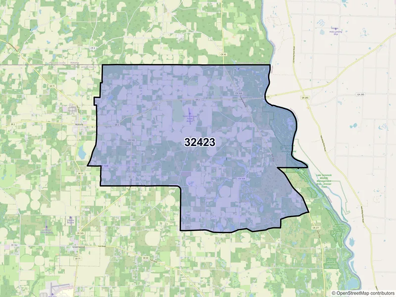 Map of Bascom, Florida and ZIP codes