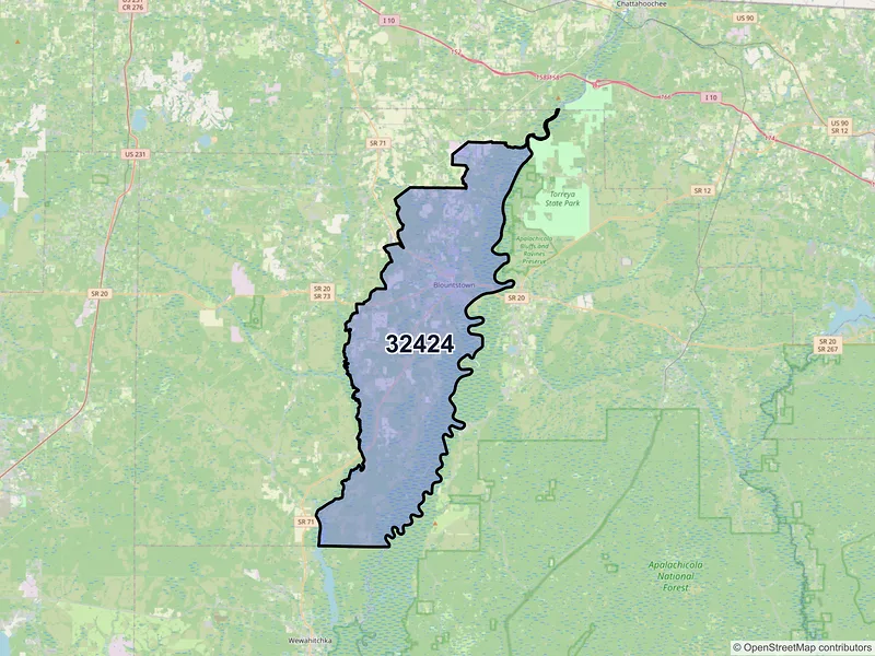 Map of ZIP Code 32424 — Blountstown, FL