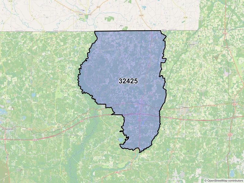 Map of ZIP Code 32425 — Bonifay, FL