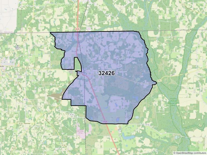 Map of Campbellton, Florida and ZIP codes