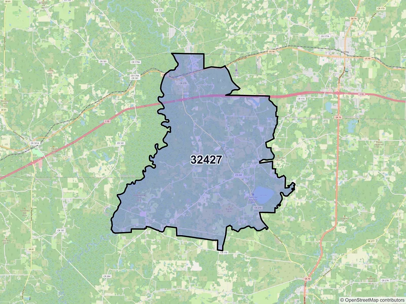 Map of ZIP Code 32427 — Caryville, FL