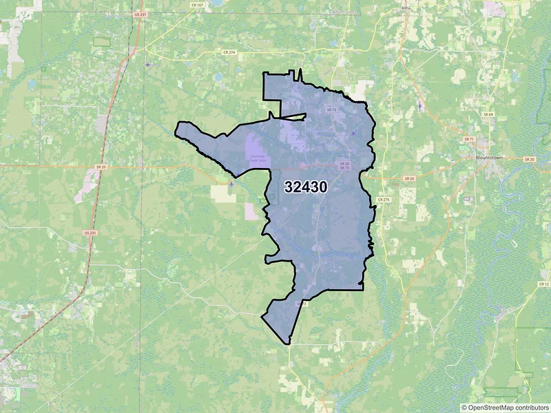 Map of Clarksville, Florida and ZIP codes