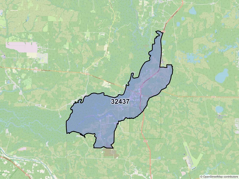 Map of Ebro, Florida and ZIP codes