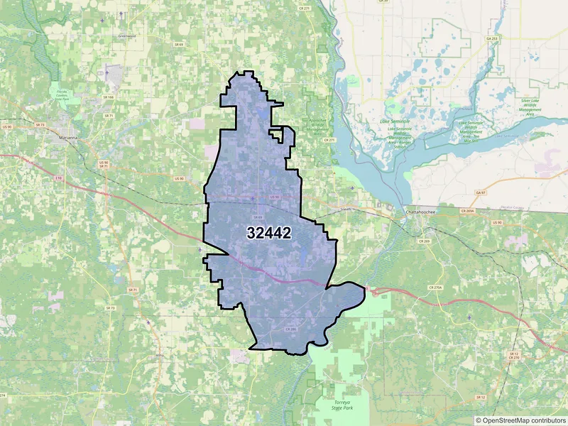 Map of ZIP Code 32442 — Grand Ridge, FL