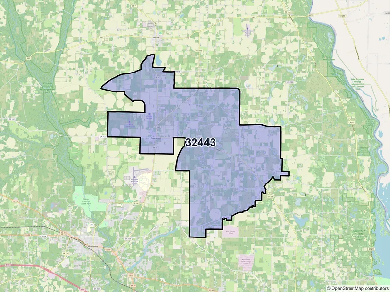 Map of ZIP Code 32443 — Greenwood, FL