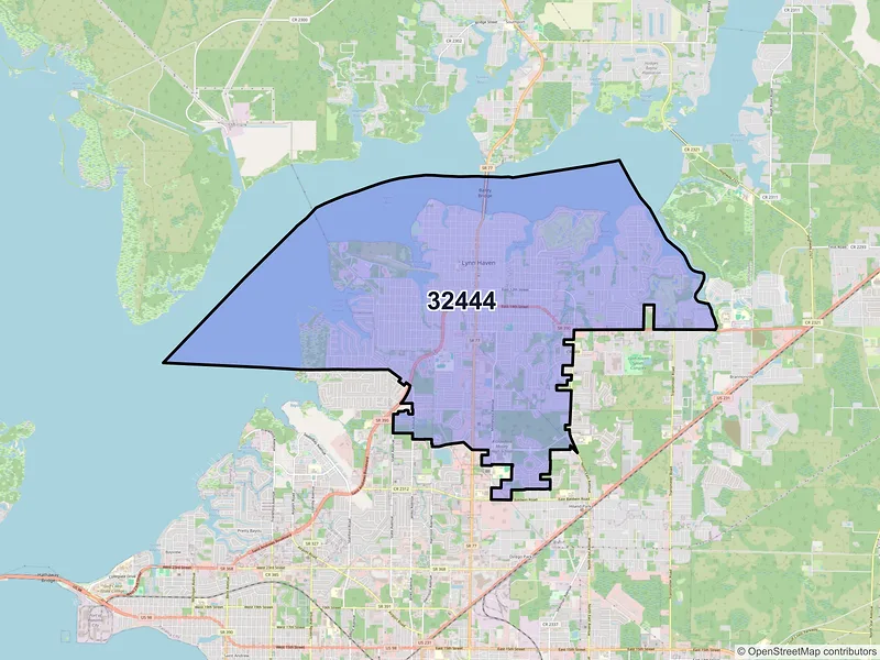 Map of ZIP Code 32444 — Lynn Haven, FL