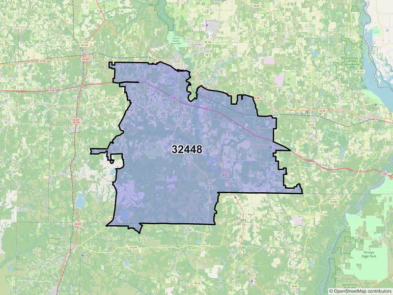 Map of ZIP Code 32448 — Marianna, FL
