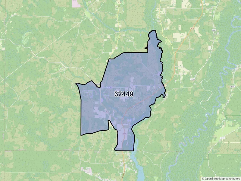 Map of ZIP Code 32449 — Wewahitchka, FL