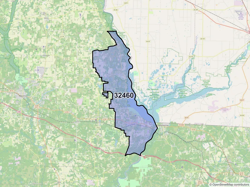 Map of ZIP Code 32460 — Sneads, FL