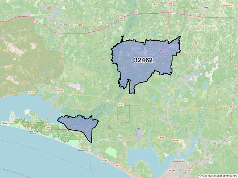 Map of ZIP Code 32462 — Vernon, FL